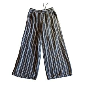 Women's Old Navy Linen Blend High Rise Wide Leg Pants, Blue Stripes, Size‎ M